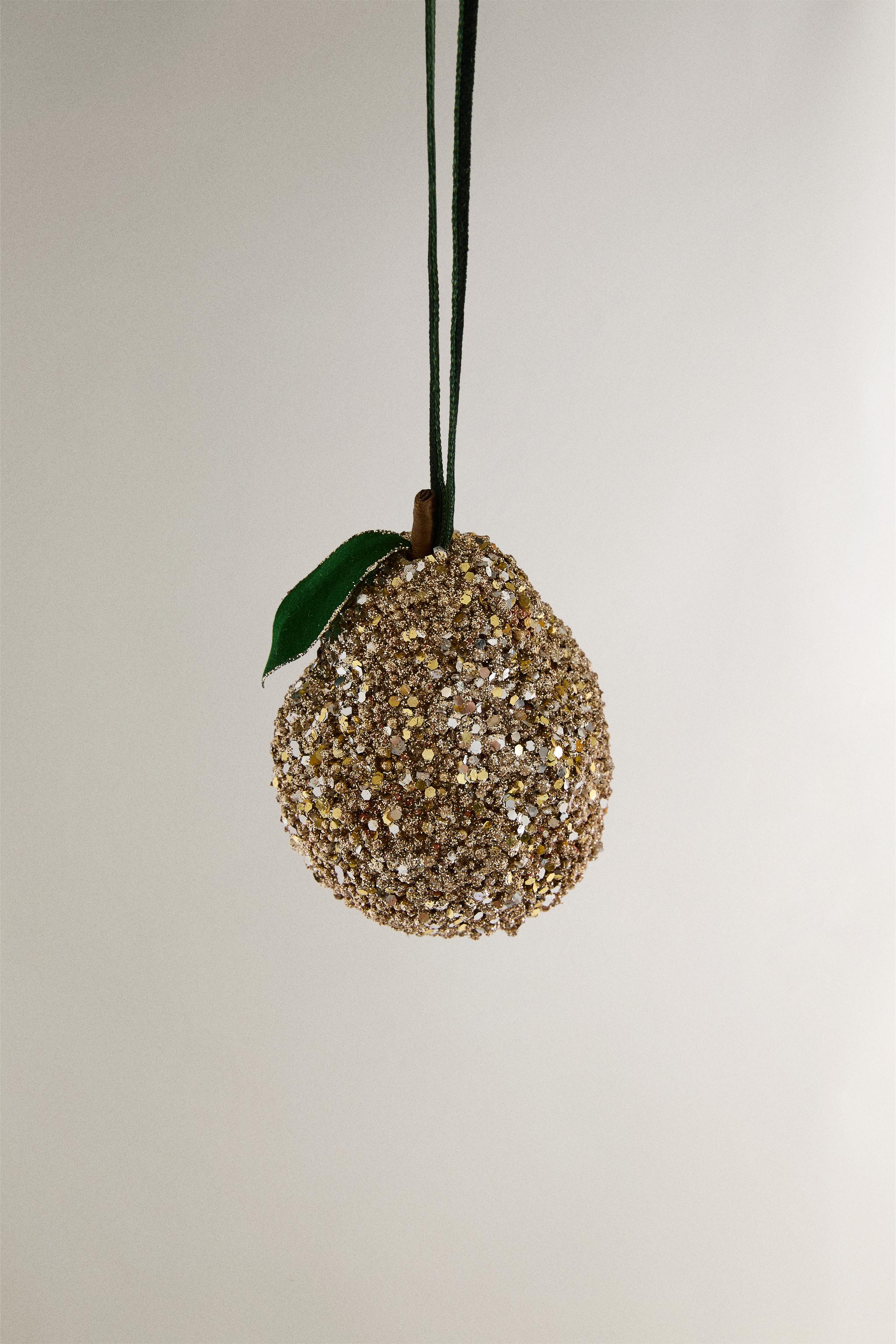 GLITTERY PEAR CHRISTMAS TREE ORNAMENT